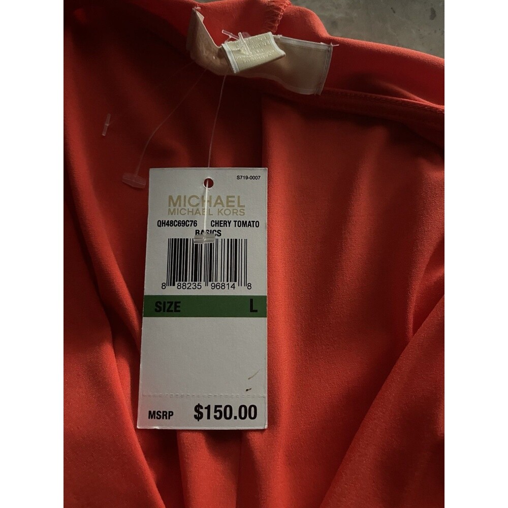 Michael Kors Cherry Tomato Red Dress Womens L Sleeveless V Neck Empire Waist - Picture 11 of 16